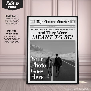 Personlig Par Newspaper Print 'Meant to Be' Poster