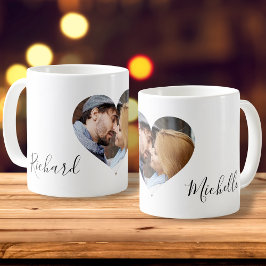 Personlig Par Photo Namn Valentines day Kaffemugg