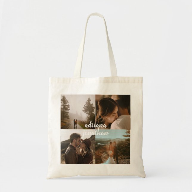 Personlig Par Photo Tote Bag Tygkasse (Framsidan)