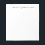 Personlig Par Stationery Anteckningsblock<br><div class="desc">Ett modernt, minimalistiskt personlig pars namn-skrivbord. Lämpligt för nygifta eller för ett etablerat gift pars brevpapper. Detta är enkelt att redigera: Anpassa namn först, använda sedan designen verktyg för att markera "ampersand", håll ned skifttangenten nyckel och flytta det lämnat eller högerna till ställe där du vill ha det mellan namn....</div>