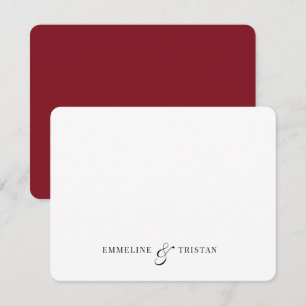Personlig Par Stationery Burgundy Red Anteckningskort