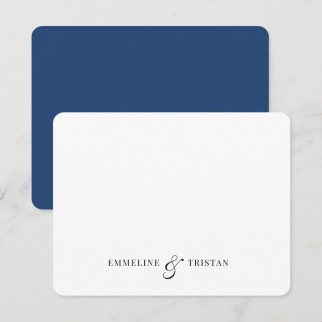 Personlig Par Stationery Navy Blue Anteckningskort (Fram/baksida)
