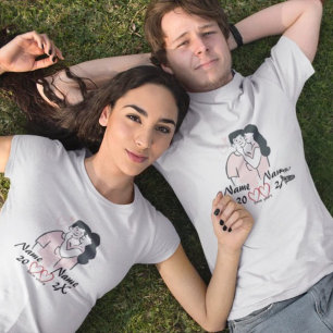 Personlig par T-Shirt - Anpassade namn och datum