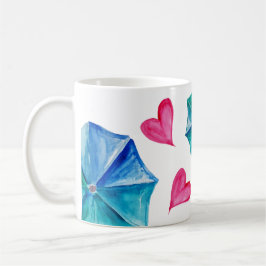 Personlig Parbrella Girl Watercolor Art Kaffemugg