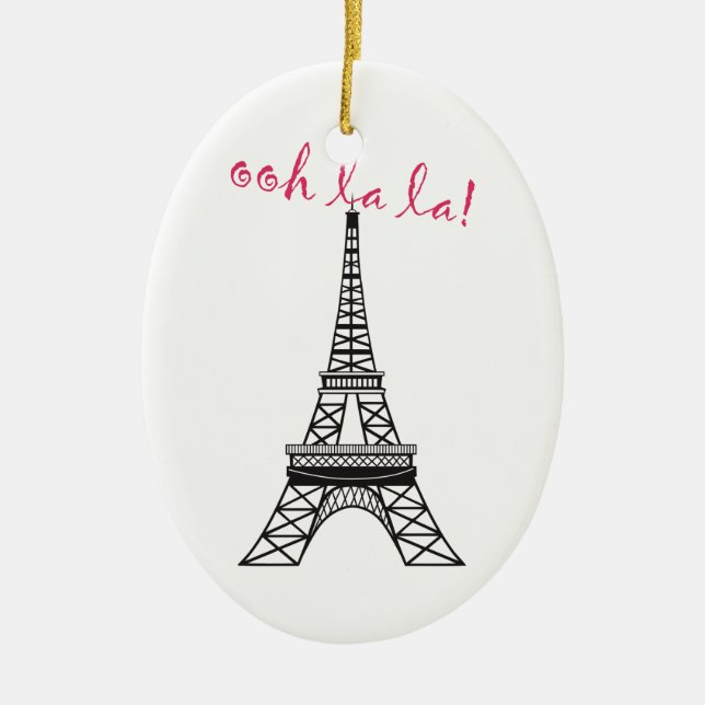 Personlig Paris Eiffel Torn julprydnad Julgransprydnad Keramik (Framsidan)