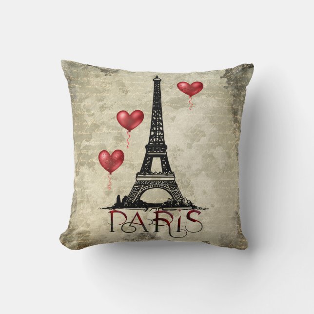 Personlig Paris, Eiffel Torn och Red Balloons Kudde (Framsida)