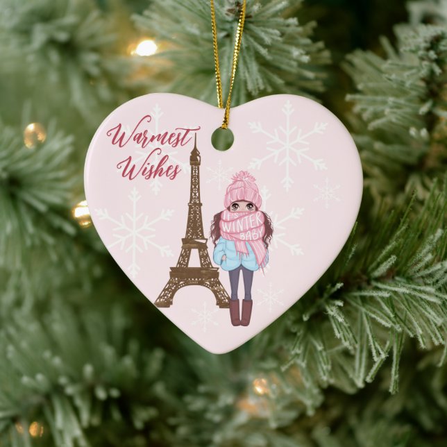 Personlig Paris Eiffel Torn Rosa jul Julgransprydnad Keramik (Träd)