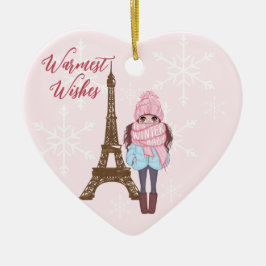 Personlig Paris Eiffel Torn Rosa jul Julgransprydnad Keramik