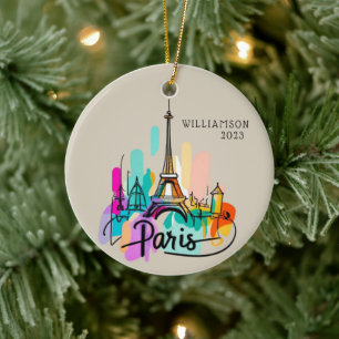 Personlig Paris Frankrike-jul-Helgdag Julgransprydnad Keramik