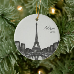 Personlig Paris Frankrike-jul-Helgdag Julgransprydnad Keramik