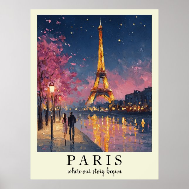 Personlig Paris Natt Väggkonst Poster  (Framsidan)