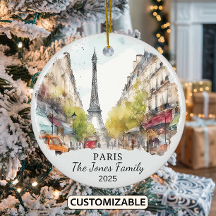 Personlig Paris Ornament, Frankrike Gift Julgransprydnad Keramik