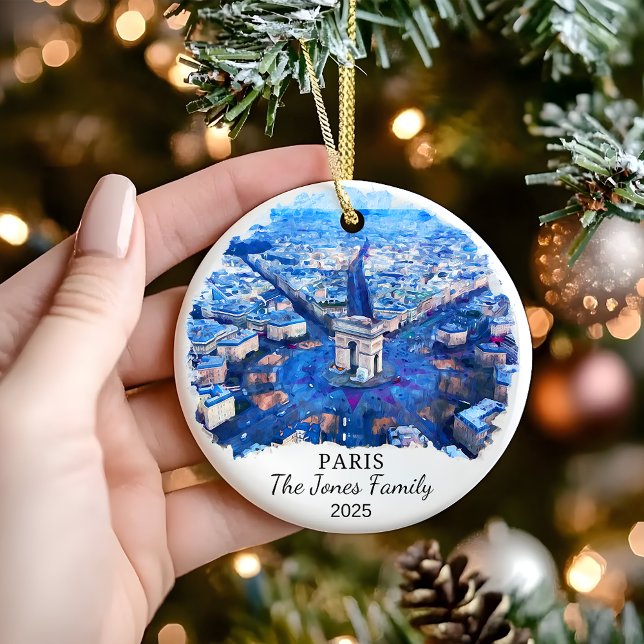 Personlig Paris Ornament, Frankrike Gift Julgransprydnad Keramik (Skapare uppladdad)