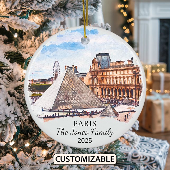 Personlig Paris Ornament, Frankrike, Louvre Julgransprydnad Keramik (Skapare uppladdad)