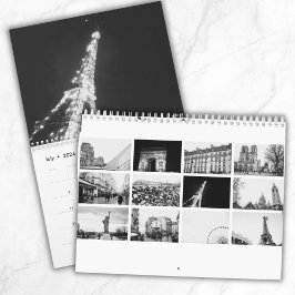Personlig Paris-resa Minimalistisk svart & vit Kalender