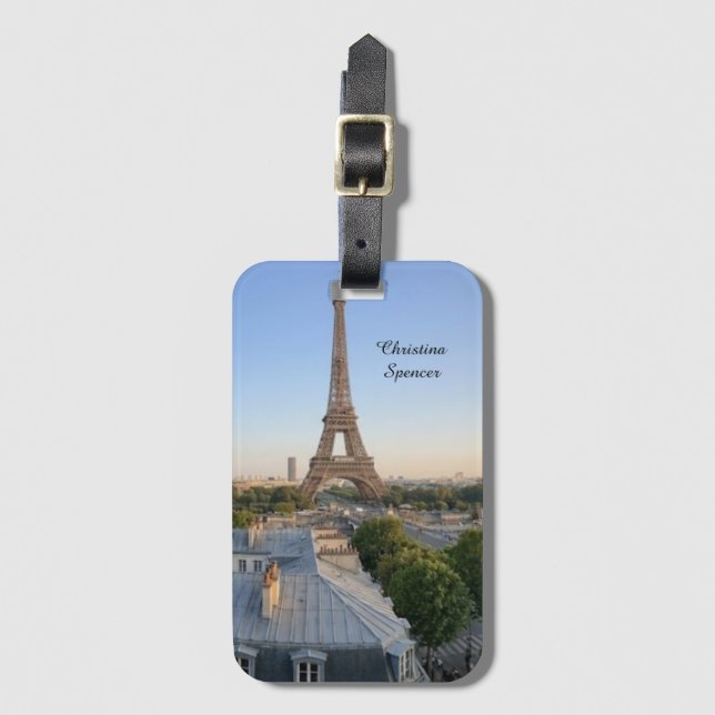 Personlig Paris Stadssiluett Anpassad Bagagebricka (Framsida vertikal)