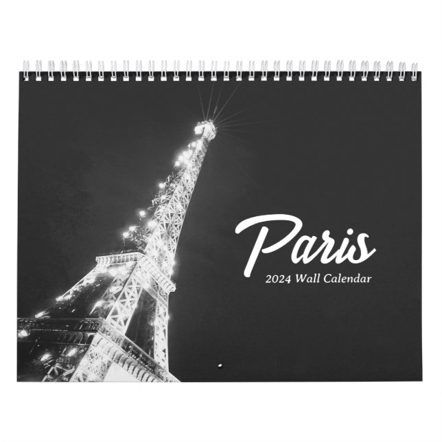 Personlig Paris Travel Minimalist Black & White Kalender (Omslag)
