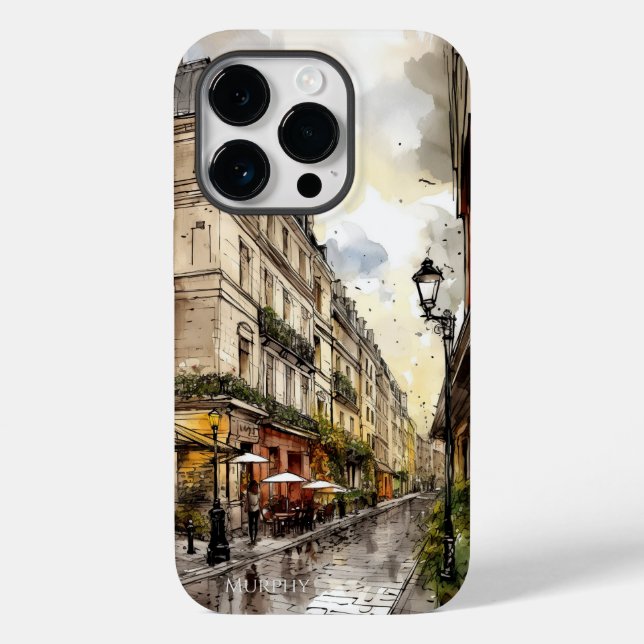 Personlig Paris Watercolor Phone Case (Baksida)