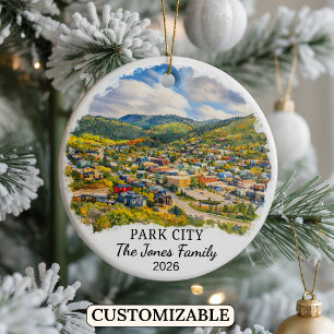 Personlig Park City-ornament, Anpassad Utah Julgransprydnad Keramik