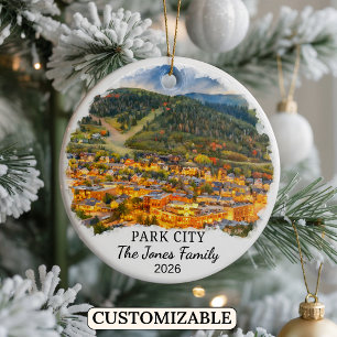 Personlig Park City-ornament, Anpassad Utah Julgransprydnad Keramik