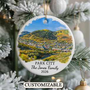 Personlig Park City-ornament, anpassad Utah-kerami Julgransprydnad Keramik