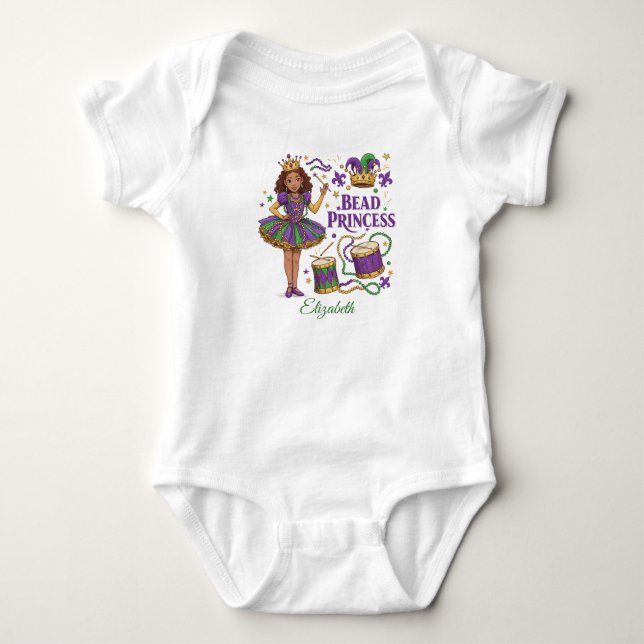 Personlig Pärlprinsessa - Mardi Gras T Shirt (Framsida)
