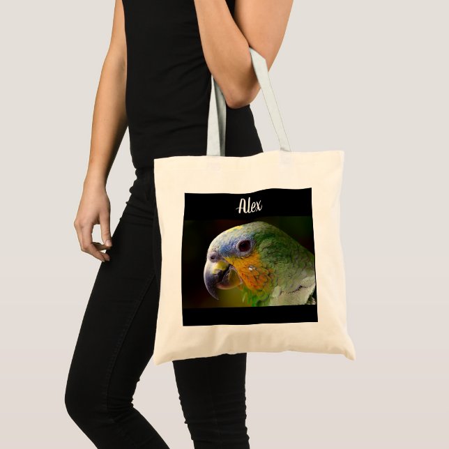Personlig Parrot Photo och Namn Tote Bag Tygkasse (Framsida (produkt))