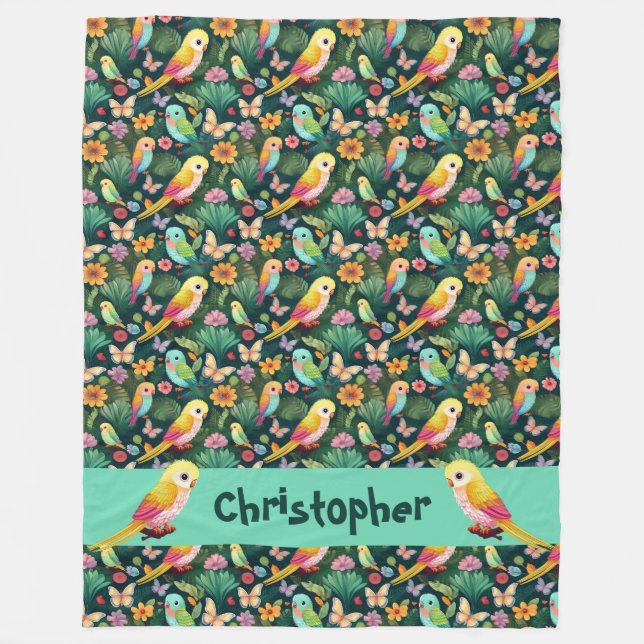 Personlig Parrot Playground Fleecefilt (Framsidan)