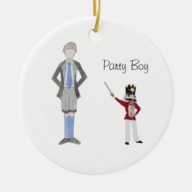 Personlig Party Boy Nutcracker Julgransprydnad Keramik (Framsidan)