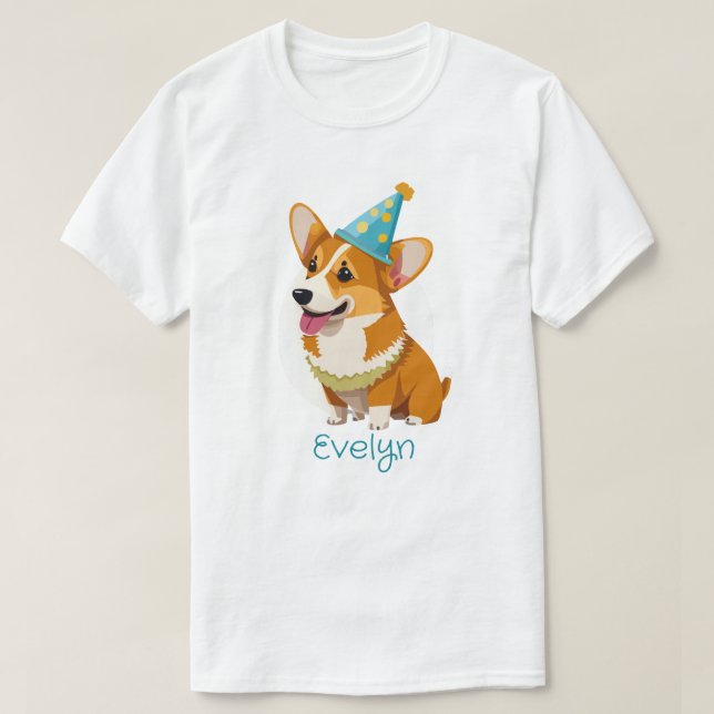 Personlig Party Hat Welsh Corgi T Shirt (Design framsida)