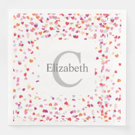 Personlig Party Napkins - Hearts Monogrammed Pappersservett