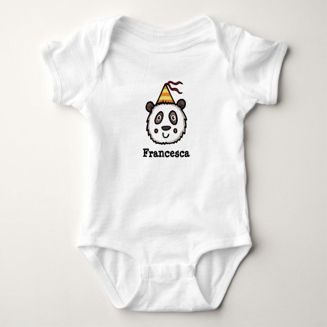 Personlig Party Panda med Party Hat T Shirt (Framsida)