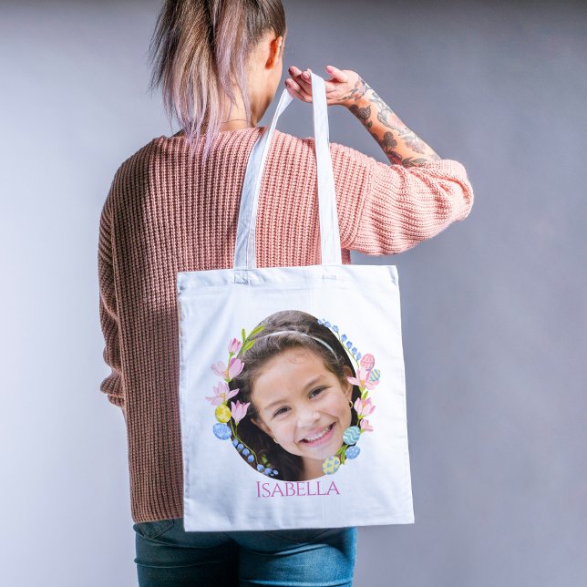 Personlig Påskägg Hunt Tote Bag med Photo Tygkasse (Skapare uppladdad)