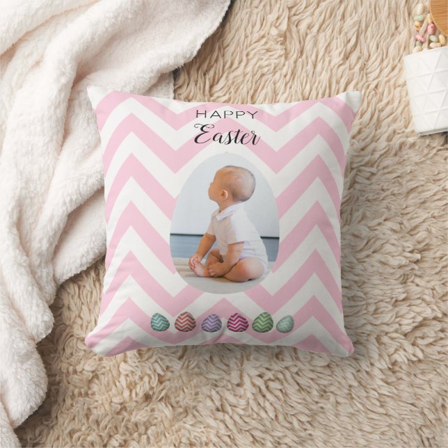 Personlig påskägg med 2 bilder Rosa Pastell  Kudde (Filt)