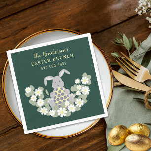 Personlig Påskäggsjakt Brunch Kanin Blommor Pappersservett
