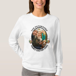 Personlig påskbildäggkorg för familjen t shirt