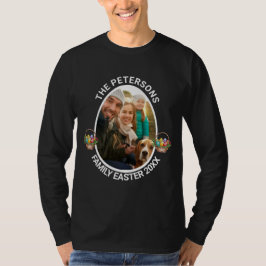Personlig påskfotoäggkorg för familjen t shirt