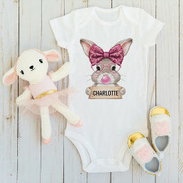 Personlig Påskhare Baby Bodykostym för flickor T Shirt