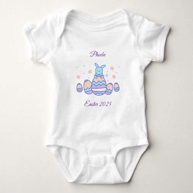 Personlig Påskhare Baby Bodykostym T Shirt (Framsida)