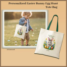 Personlig Påskhare  Egg Hunt Tote Bag