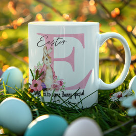 Personlig Påskhare Gift Rosa Monogrammet Kaffemugg