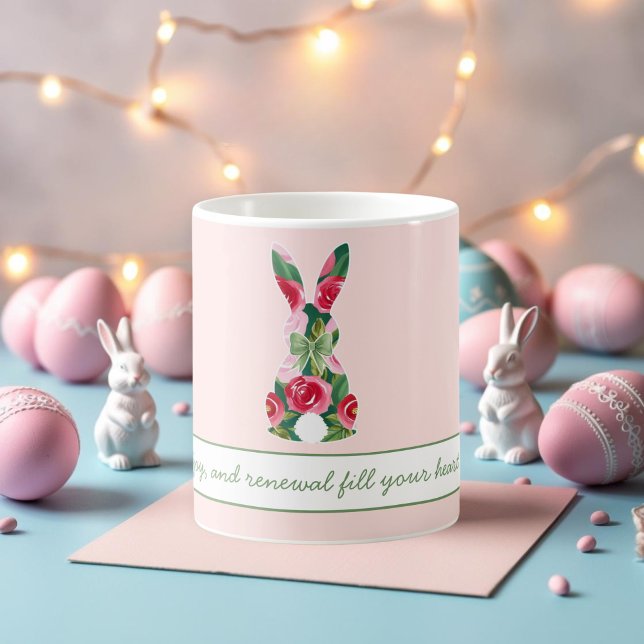 Personlig Påskhare Mugg med PastellRosa (Personalized Easter Bunny Mug with Pastel Pink)