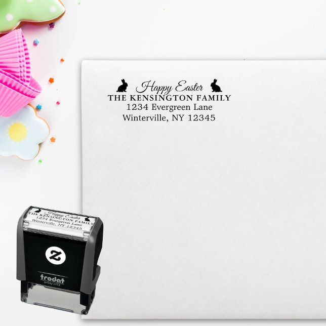 Personlig Påskhare Rubber Frimärke Självfärgande Stämpel (Personalized Easter Bunny Rubber Stamp)