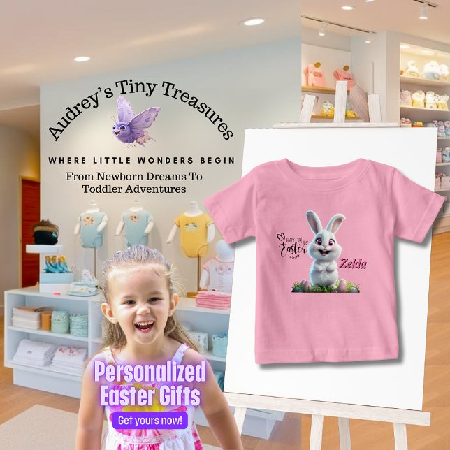 Personlig påskharen baby t-shirt (Skapare uppladdad)
