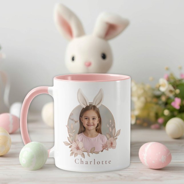Personlig Påskharen Foto Rosa Accent Mugg (Skapare uppladdad)