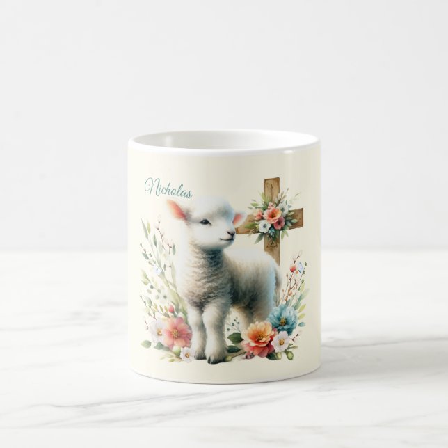Personlig Påsklambå i akvarell Kaffemugg (Center)