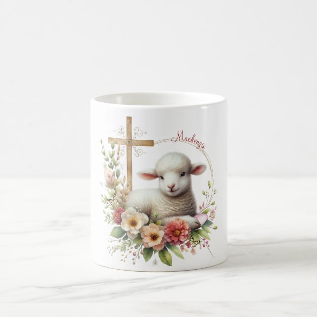 Personlig Påsklambå i akvarell Kaffemugg (Center)