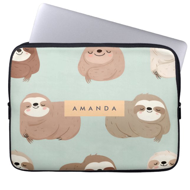 Personlig Pastel Adsible Sloth Mönster Laptop Fodral (Framsidan)