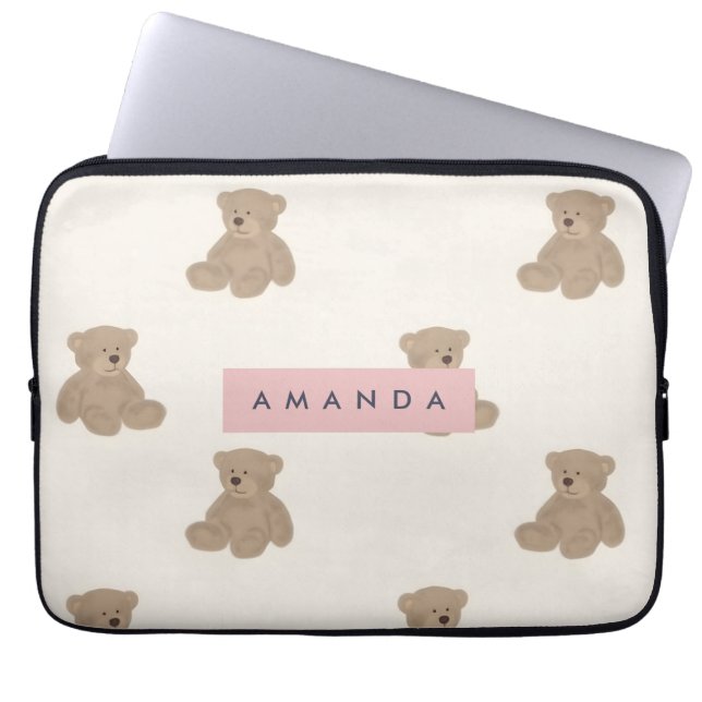 Personlig Pastel Adsible Stuffed Bear Mönster Laptop Fodral (Framsidan)