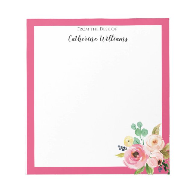 Personlig Pastel Blommigt Boho Namn Stationery Anteckningsblock (Framsida)